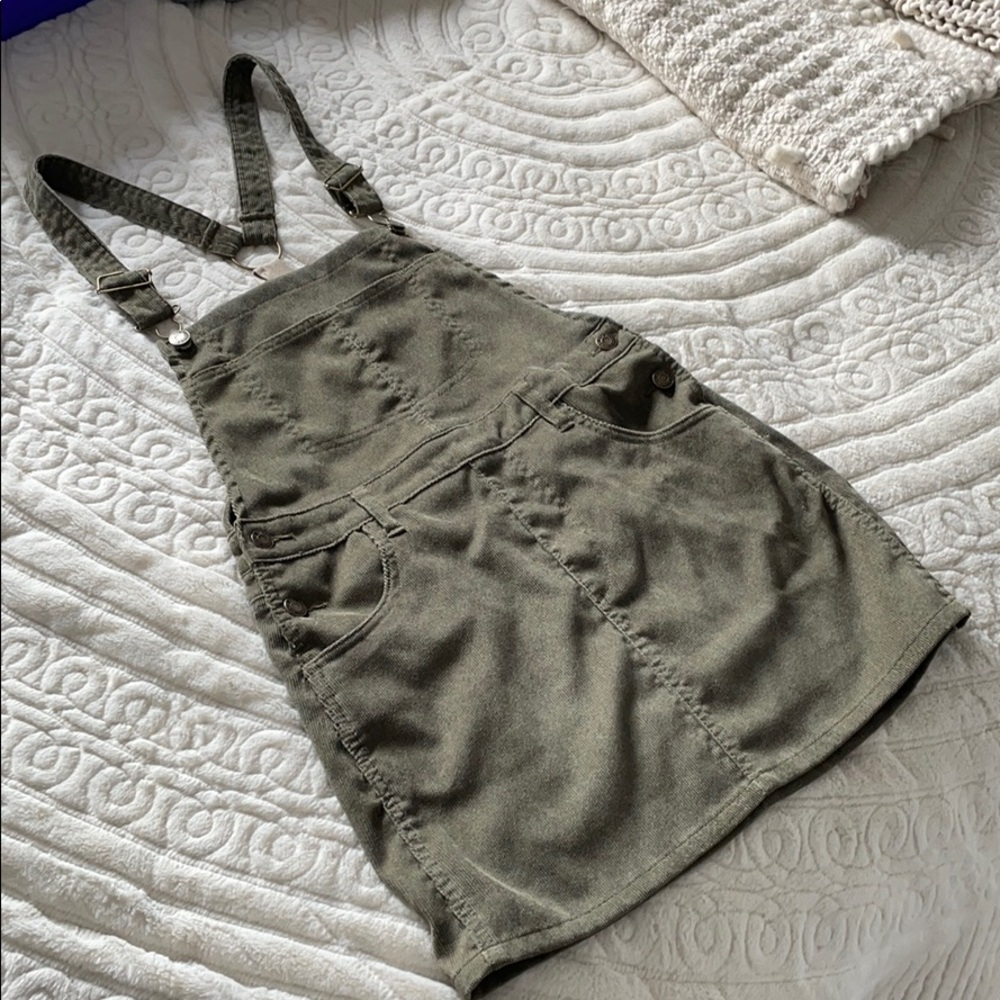 Corduroy green overall dress - size small
